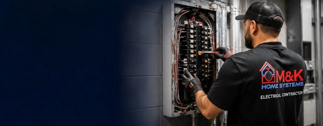 M&K electrician working on an electrical panel